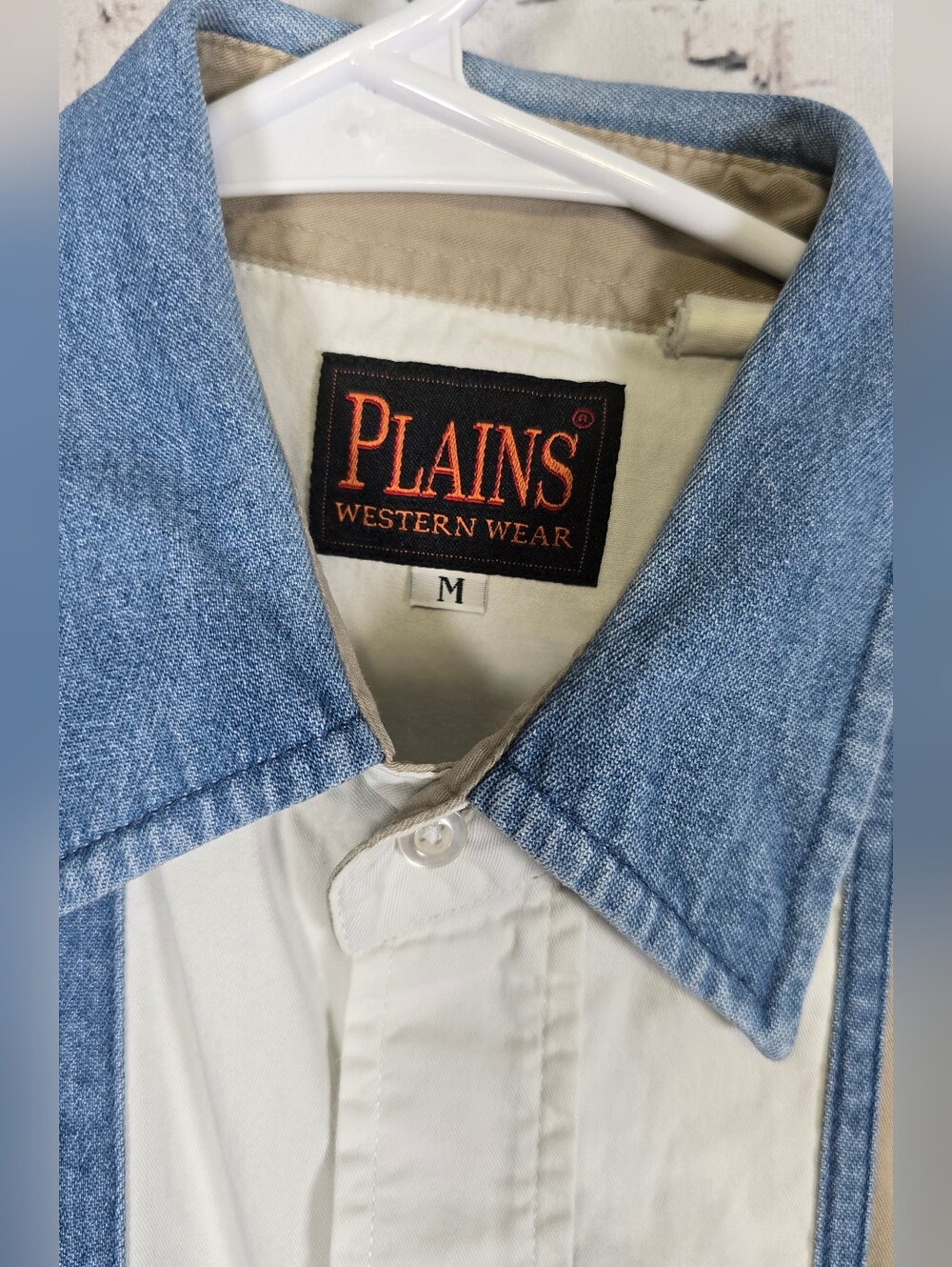 Vintage Plains Western Wear Pearl Snap Button Down Long Sleeve Shirt Size Medium - Picture 2 of 8